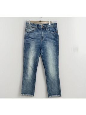 Madewell Demi Boot Women's 30 Jeans Blue High Rise Denim Raw Hem
